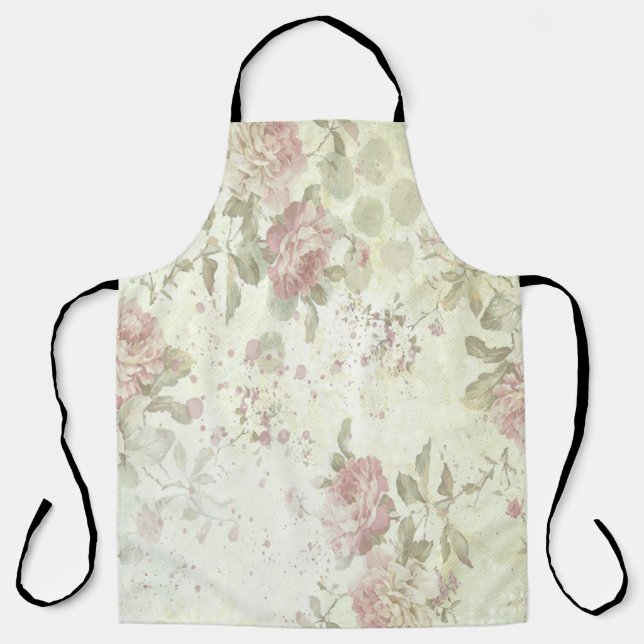 Delantal Floral de rosa rosada Shabby Chic (Anverso)