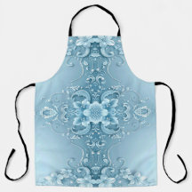 Delantal Floral Decorativo Azul