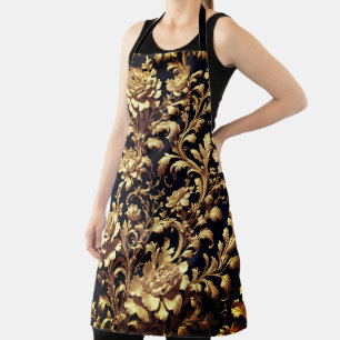 Delantal Floral Elegancia Dorada