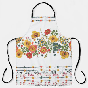 Delantal Floral Estilizada: Diseño Seamless de Acuarela.