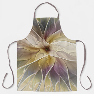 Delantal Floral Fantasía Oro berenjena Resumen Arte Fractal