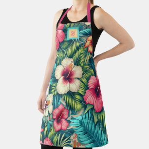 Delantal Floral hawaiano/tropical