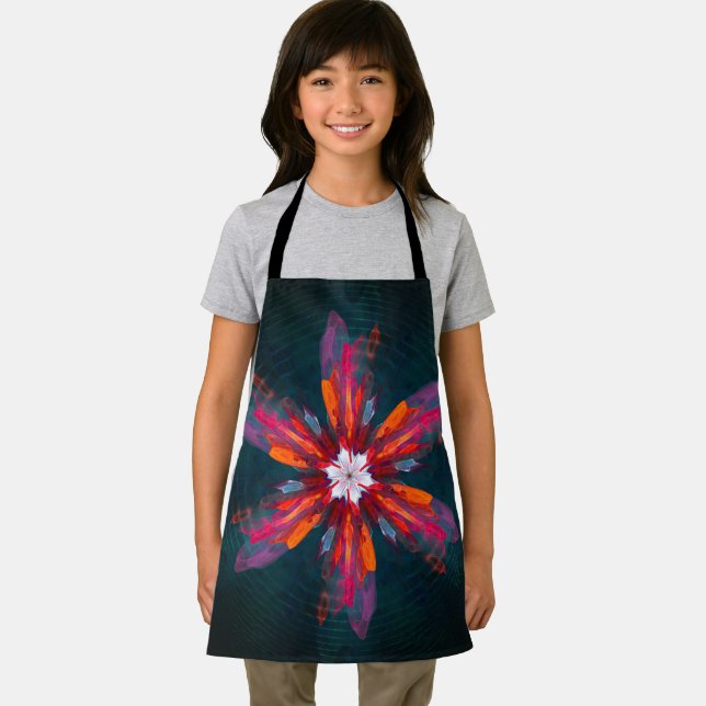 Delantal Floral Mandala Flores Naranja Azul Rojo Resumen (in situ)