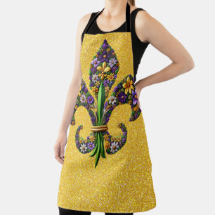 Delantal Floral Mardi Gras fleur de lis