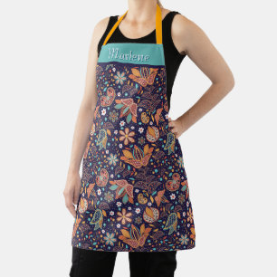 Delantal floral moderno personalizado
