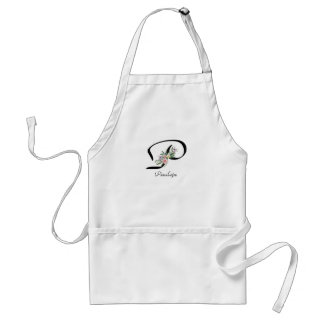 Delantal Floral Monogram letter P Retirement Apron