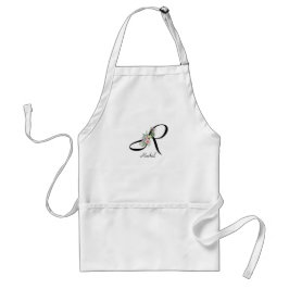 Delantal Floral Monogram letter R Retirement Apron