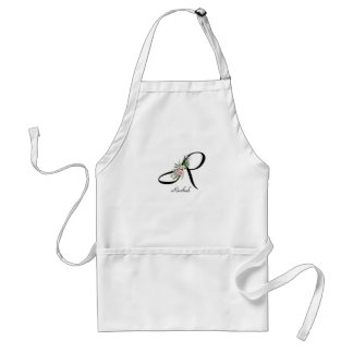 Delantal Floral Monogram letter R Retirement Apron
