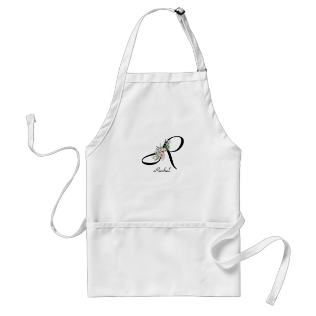 Delantal Floral Monogram letter R Retirement Apron (Frente)