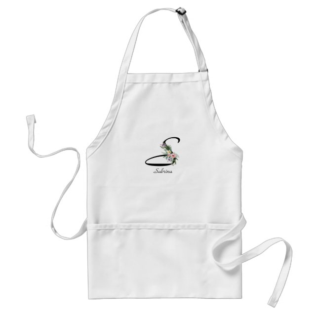 Delantal Floral Monogram letter S Retirement Apron (Frente)
