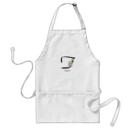 Delantal Floral Monogram letter T Retirement Apron