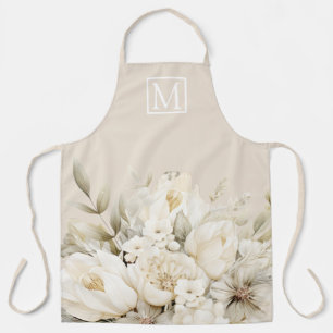 Delantal floral monograma personalizado para el Dí