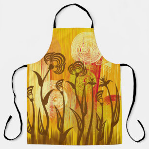 Delantal Floral naranja: patrón de fondo vibrante