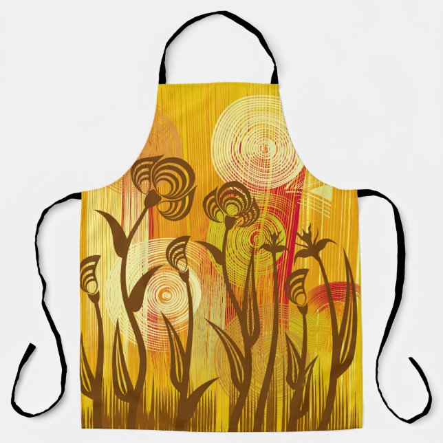 Delantal Floral naranja: patrón de fondo vibrante (Anverso)