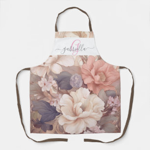 Delantal Floral Pastel personalizada con nombre y monograma
