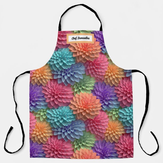 Delantal Floral Pastel rosa 3D personalizada (Anverso)