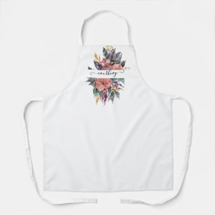 Delantal Floral personalizada acuarela rosa y púrpura