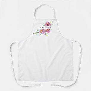 Delantal Floral personalizado acuarela rosa