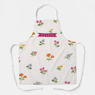Delantal Floral Personalizado Silvestre Cottagecore con Est
