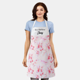 Delantal Floral Pink vívido mejor chef que nunca personaliz