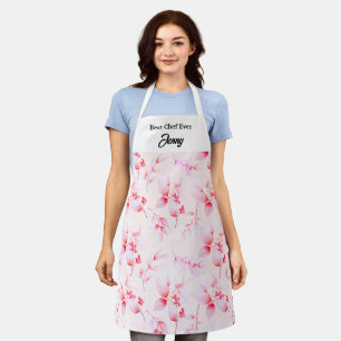 Delantal Floral Pink vívido mejor chef que nunca personaliz