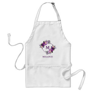 Delantal floral púrpura del estilista y del