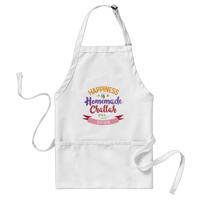 Delantal Floral Quirky La felicidad es un desafío casero (Frente)