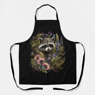 Delantal Floral Raccoon Primavera Naturaleza Raccoon Amante