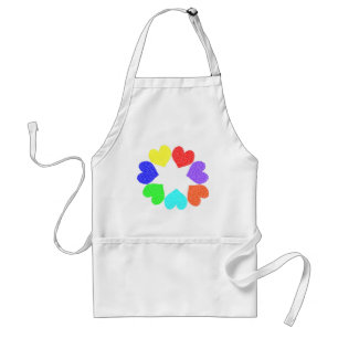 Delantal Floral Rainbow Love Hearts Apron