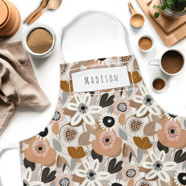 Delantal Floral Retro de MidCentury Nombre moderno Apron