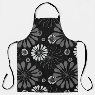 Delantal Floral retro en blanco y negro