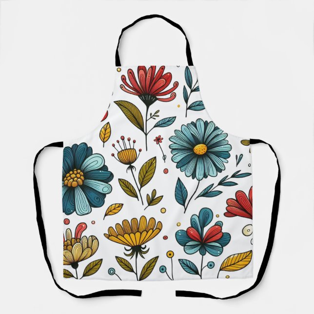 Delantal Floral  Retro Folk Art Apron (Anverso)
