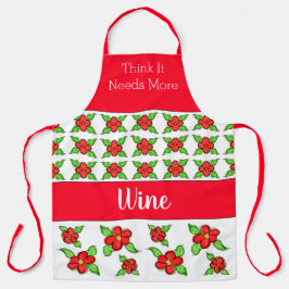 Delantal Floral roja con blanco