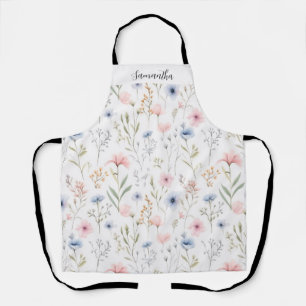 Delantal Floral rosa azul personalizada