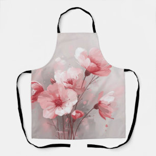 Delantal Floral Rosa, Blanco y Gris
