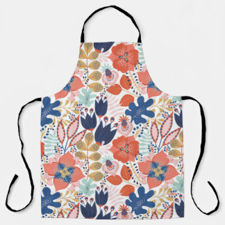 Delantal Floral seamless pattern on white. Abstract backgro
