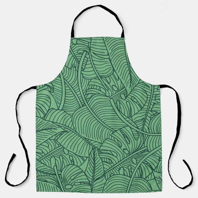 Delantal Floral seamless pattern with leaves. tropical back (Anverso)