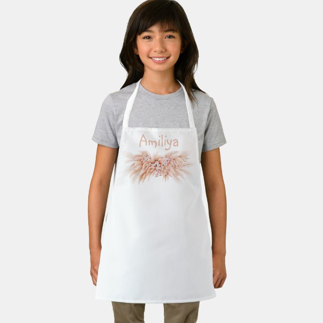 Delantal Floral simple agregar tu nombre escuela de niños (in situ)