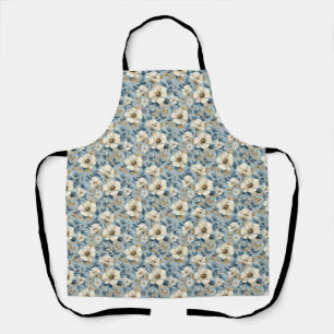 Delantal Floral sin foco con flores blancas y beiges