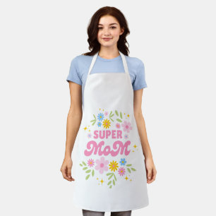 Delantal Floral Super Mamá - Regalo Colorido para