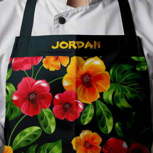Delantal Floral tropical vibrante y personalizada