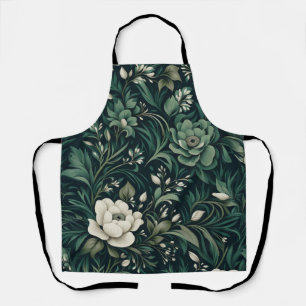 Delantal Floral verde de esmeralda oscura