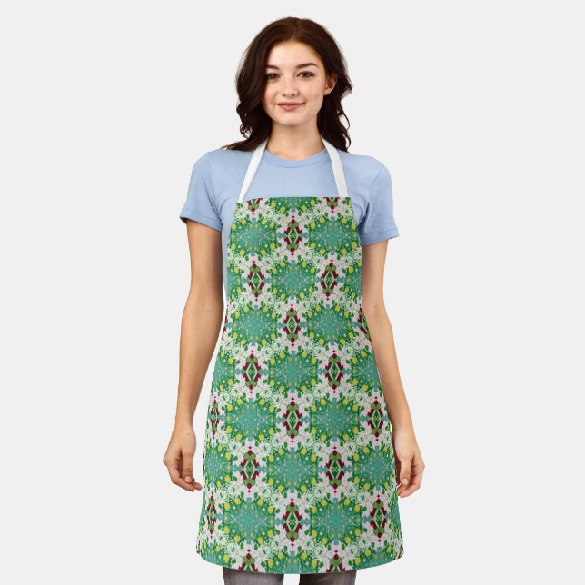 Delantal floral verde total (Gastado)
