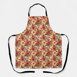 Delantal Floral Vibrante con Girasoles y Hojas