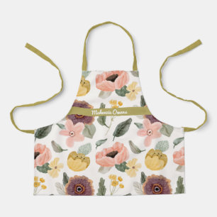Delantal Floral vintage personalizada florece morado y amar