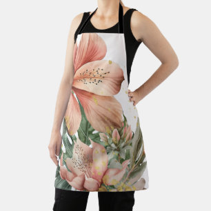 Delantal Florales de la jungla en acuarela Splash dorado me