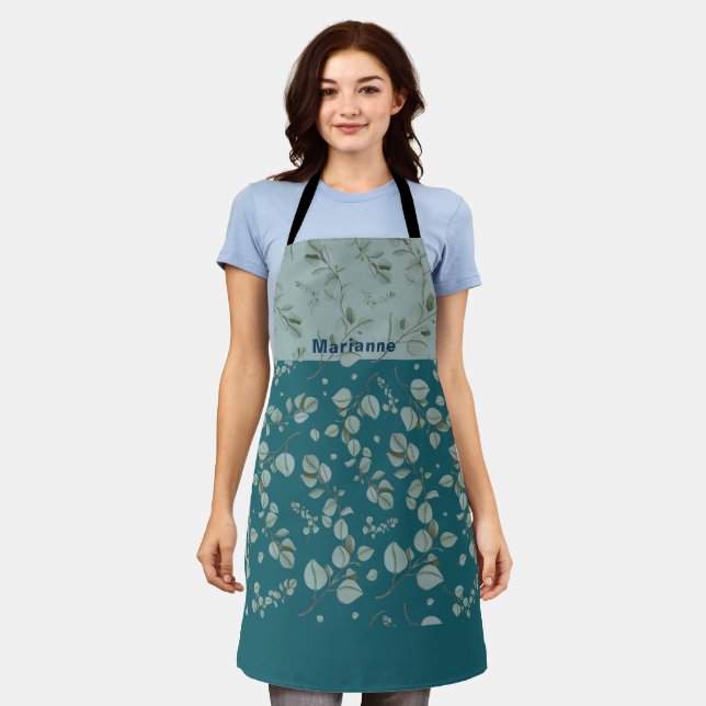 Delantal Florals personalizadas de Ocean Blues Verdes (Gastado)