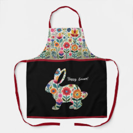 Delantal Floreciente Silhouette Bunny de Pascua Personaliza