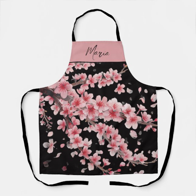 Delantal Florecimiento de cerezo japonés rosa blanco (Anverso)