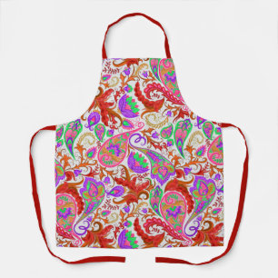 Delantal Florencia floral de color rojo multicolor Paisley